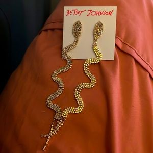 Betsy Johnson Gold Crystal Snake Earrings - NWT